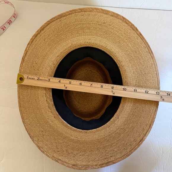 Tan Straw Boater Brim Hat with Floral Band and Tassel - Picture 8 of 11